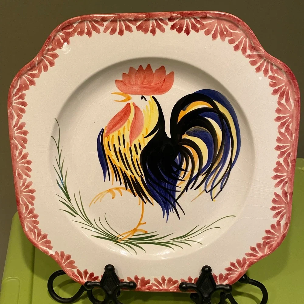 Square rooster plate - Picture 1 of 8